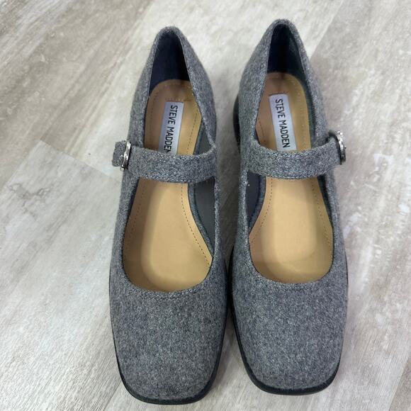Steve Madden Delancy Women's Mary Jane Flats Size 8.5 Gray Flannel - Picture 2 of 4